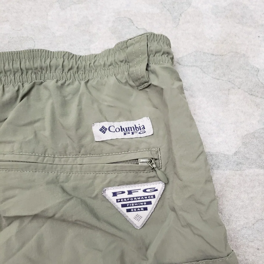 Columbia PFG Shorts Mens Medium Green Omni-Shade Drawstring Fishing Hiking Camp